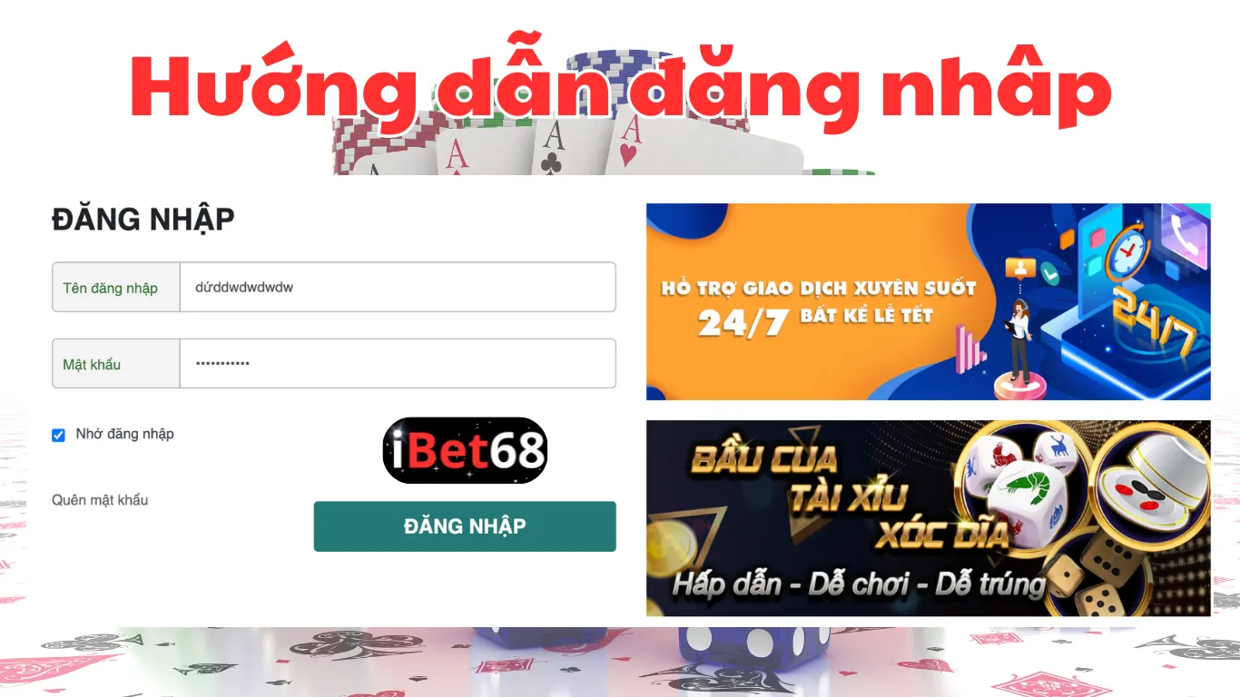 Hướng dẫn đăng nhập Ibet68 đơn giản, dễ dàng